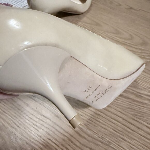Jimmy Choo Nude Patent Leather Pointed Toe Pumps - Picture 14 of 16